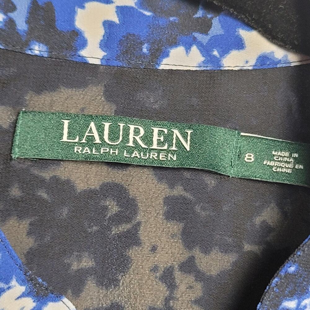 Lauren Ralph Lauren Dress Womens 8 Floral Drawstring Belted Lined Stretch - Picture 3 of 14